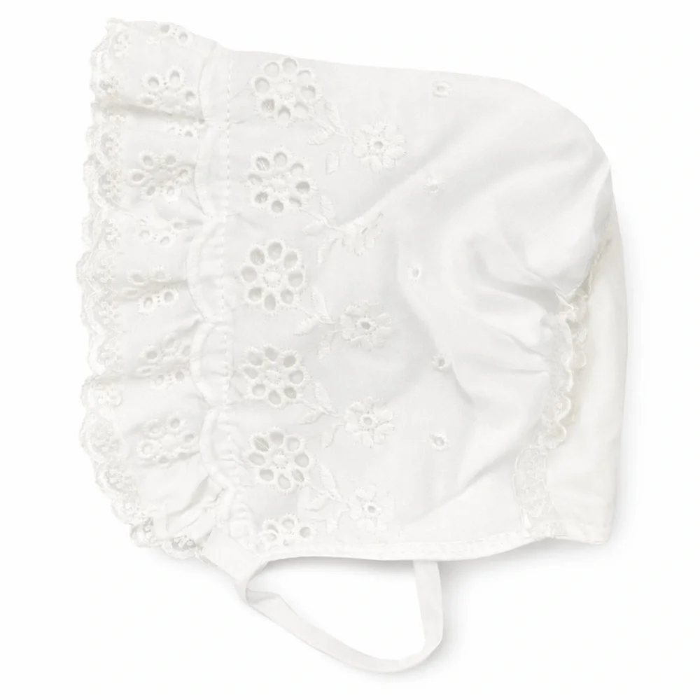White Eyelet Baby Bonnet